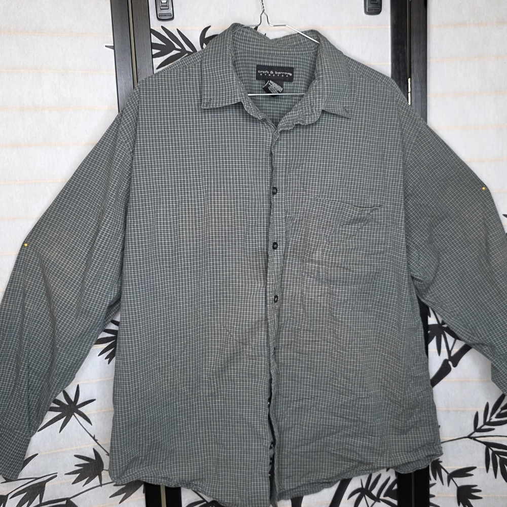 Croft & Barrow Men's Dark Green Checkered Button Down Shirt